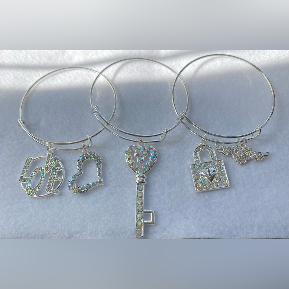 Custom “Love” Charm Bangle Bracelet - Picture 3 of 3